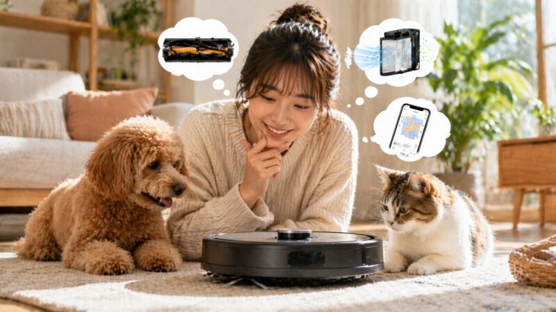 初心者向けロボット掃除機おすすめ6選を比較紹介する、人気ロボット掃除機を並べて選び方を解説するイメージ
