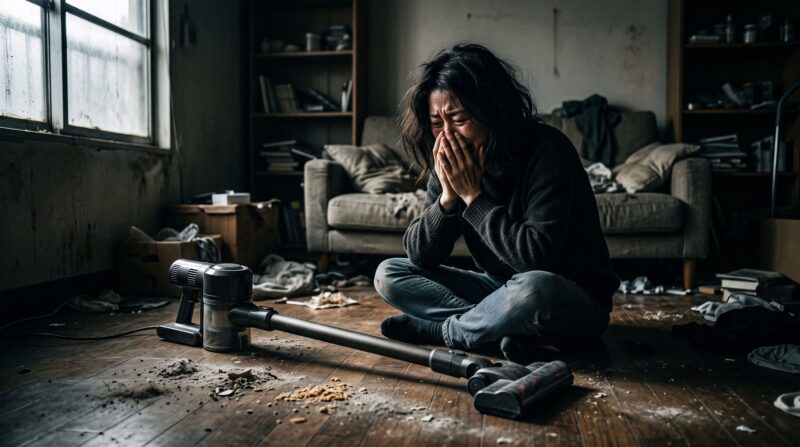 マキタ「CL004G」と「CL003G」の違いを比較した結果、掃除が終わらない惨状に絶望する様子