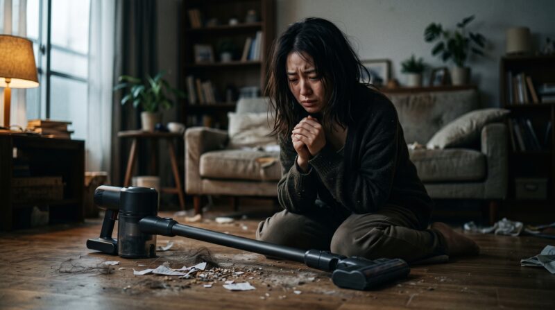 コードレス掃除機「SCD-186P」のスペックや機能から判明したデメリットに絶望する日本人女性の画像