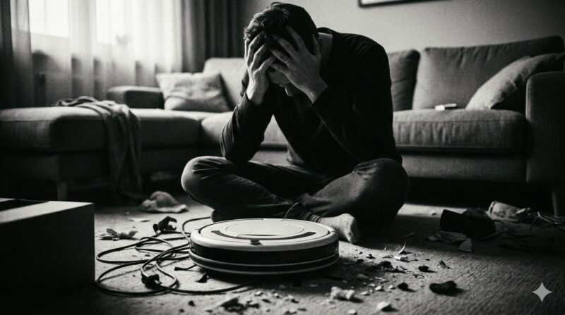 ロボロックを買ったけど思っていたのと違って後悔している男性